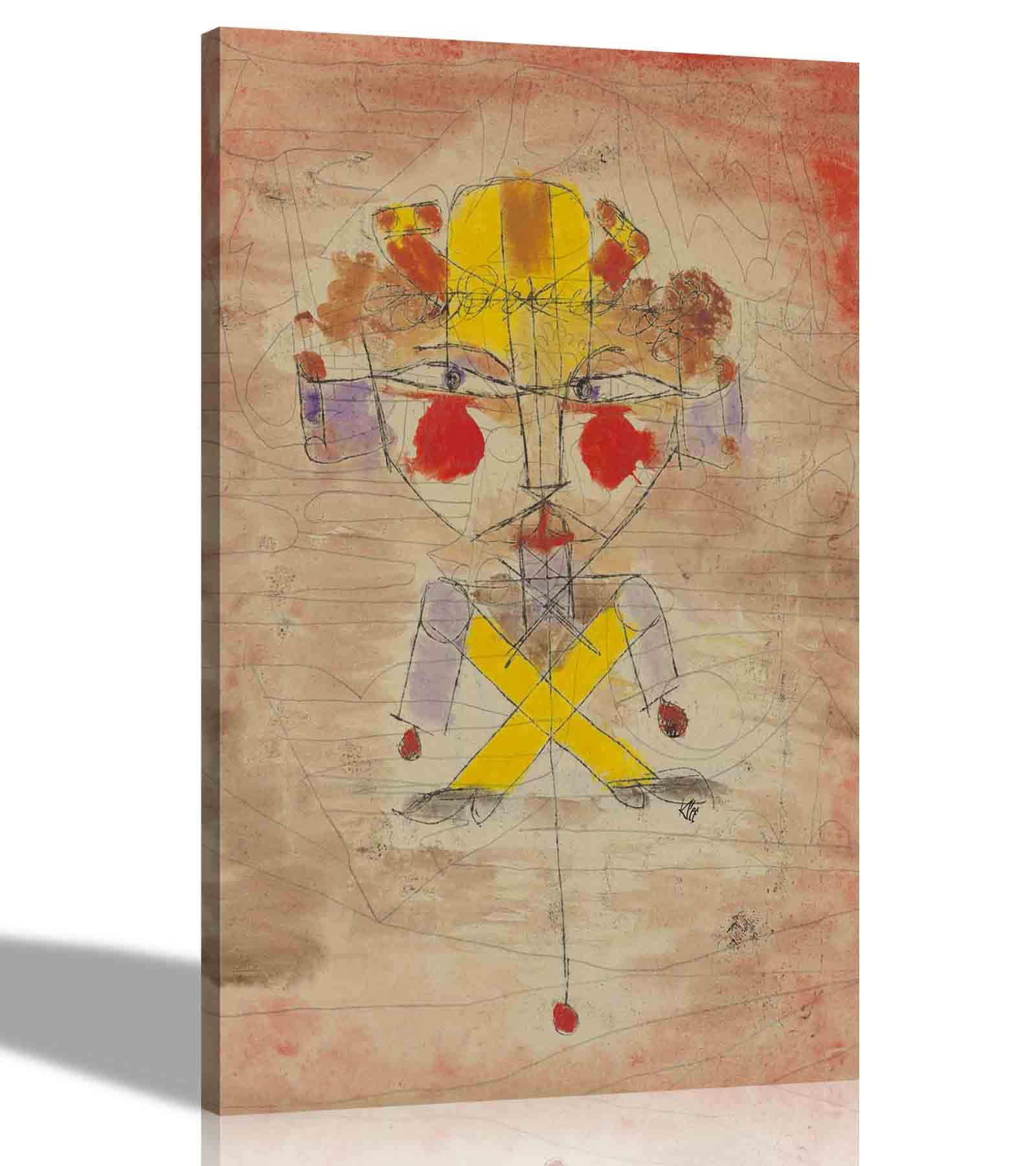 Artley Prints White - Jumping Jack By Paul Klee Canvas Wall Art Home Decor | Expressionism Pictures For Living Room, Bedroom, Office 60 X 40Cm (24 X 16 Inches) A2
