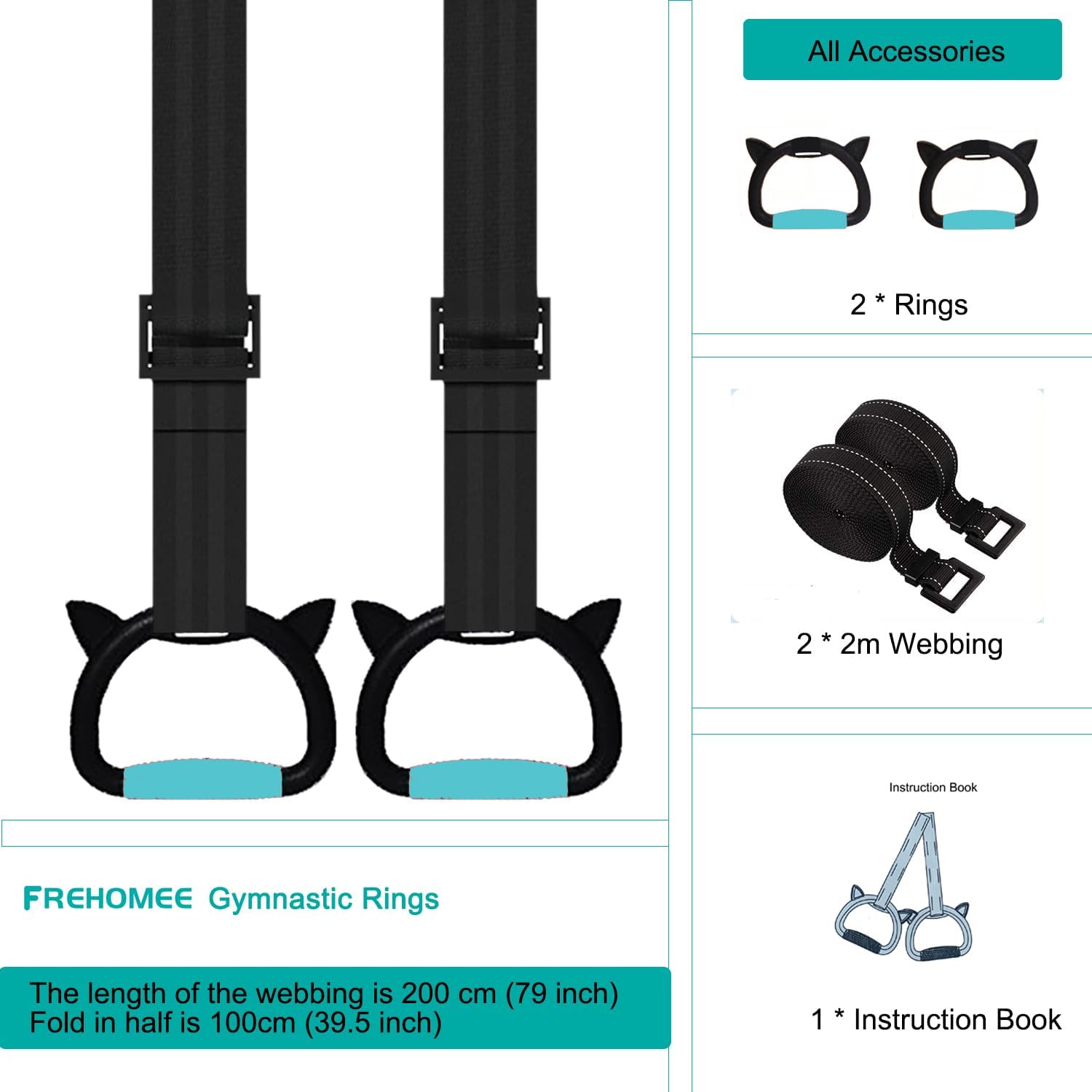 New Professional Gymnastic Rings,Both for Adults and Kids,Support 550 LBS,Home Fitness Equipment,Indoor and Outdoor Pull-up Bar for Stretching and Height Increase,with Adjustable Straps