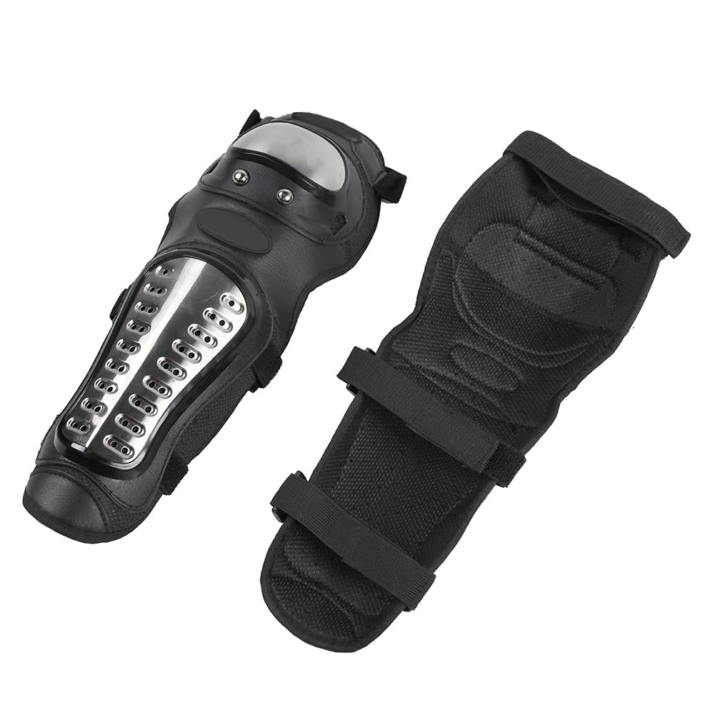 Ensemble de coudières de genou en acier inoxydable, équipement de protection haute résistance avec un design respirant pour moto, vélo de montagne, ski, skateboard, sport,