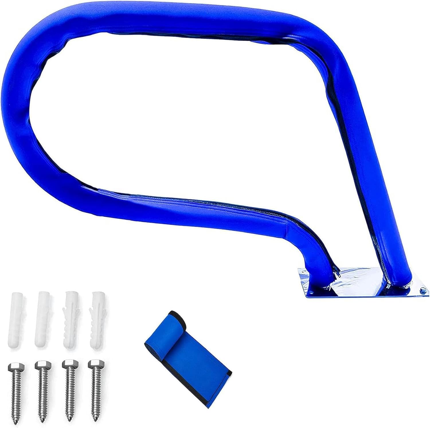 Pool Hand Rail, Hand Grab Rail w/Base Plate, 304 Stainless Steel Handrail Railing | Handrail Set for Indoor and Outdoor Inground Swimming Pools