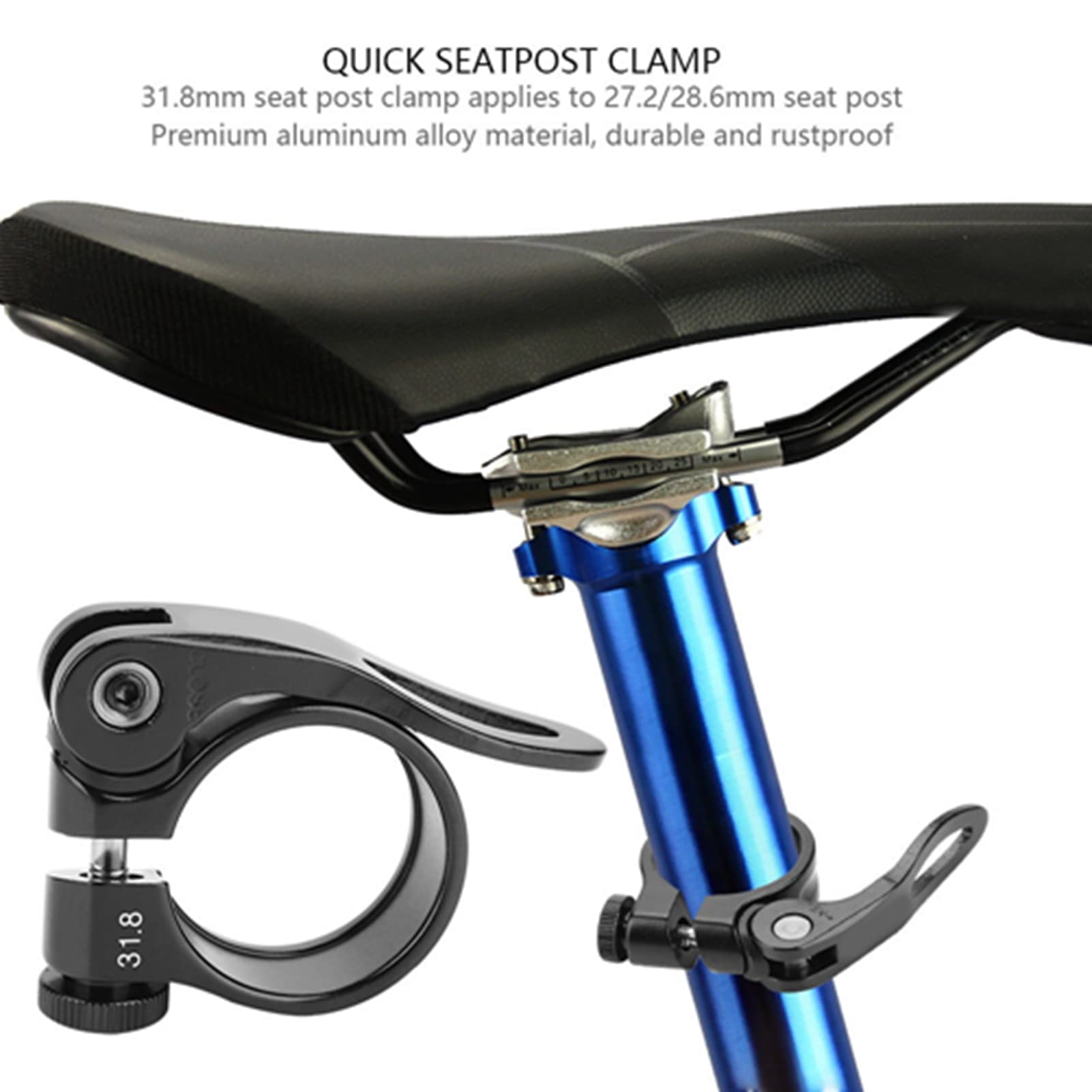 Produktbild von 2 Stück Fahrrad Sattelklemme,31,8 Mm Schnellspanner Sattelstütze Aluminiumlegierung Fahrradsattel