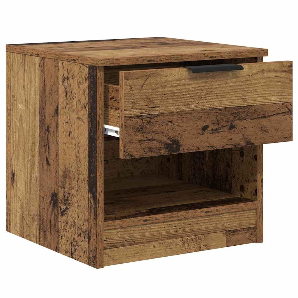 Szafka na łóżko z materiału drewnopochodnego o wyglądzie starego drewna, 40 x 39 x 40 cm, z 2 szufladami i 2 półkami, stolik nocny do sypialni, salonu, korytarza, zajmuje mało miejsca i ma