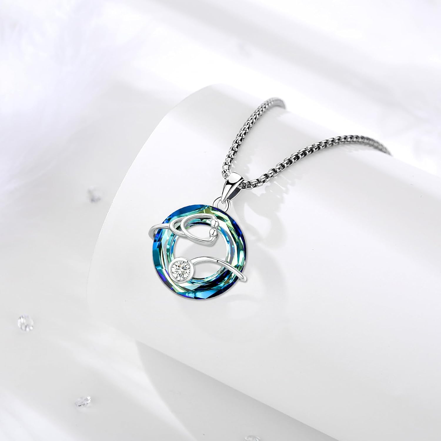 Stethoscope Nurse/Doctors Necklace for Women Sterling Silver Stethoscope Cross RN Caduceus Nurse Jewelry Nursing Doctors Graduation Gift for Medical Student - Image 2