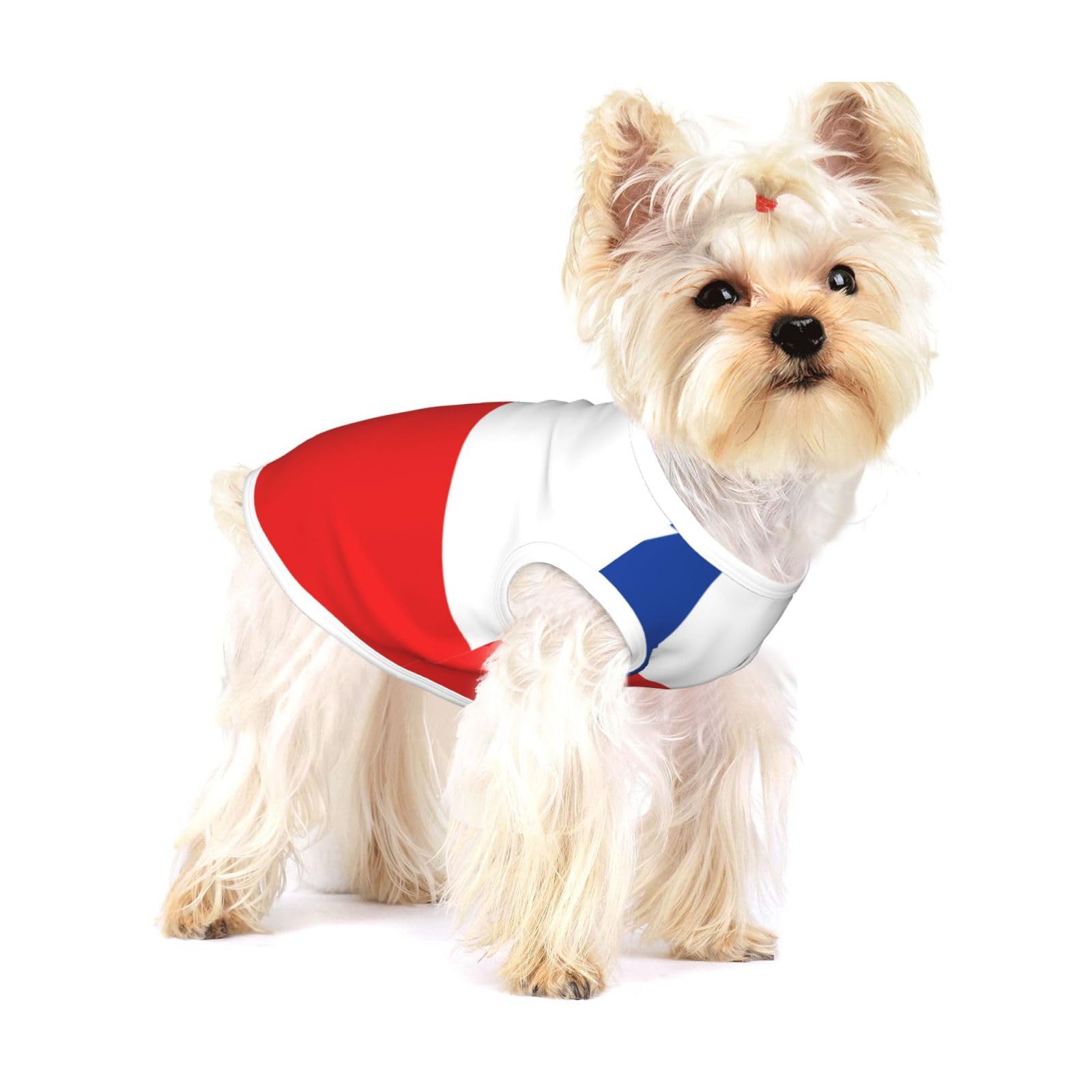 Flag of Chile Small Cotton Dog Vest Breathable Adjustable Pet T Shirt for Small Dogs Cats - Full Print Summer Puppy Clothes