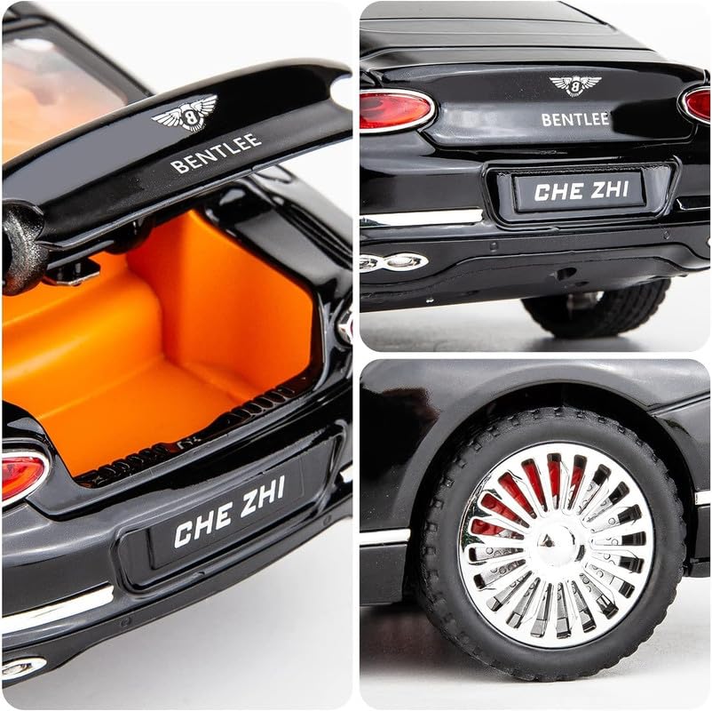 Image of Model 1:24 Bentley Continental GT Model Alloy Metal Pull Back Die-cast Car Openable Doors with Sound and Light Vehicle Car Toy for Kids - Multicolor