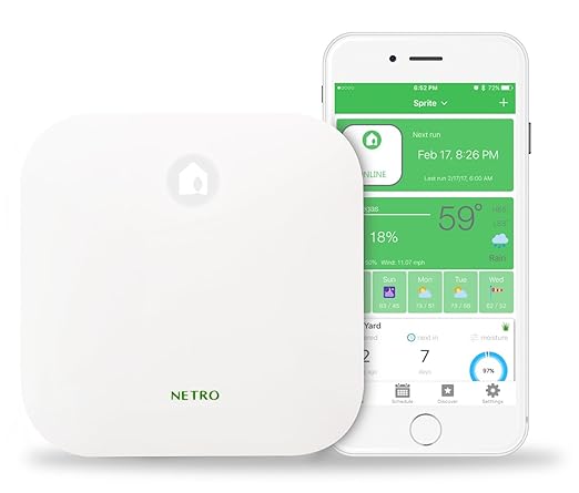 Netro Smart Sprinkler Controller, WiFi, Weather aware, Remote access, 12 Zone, Compatible with Alexa