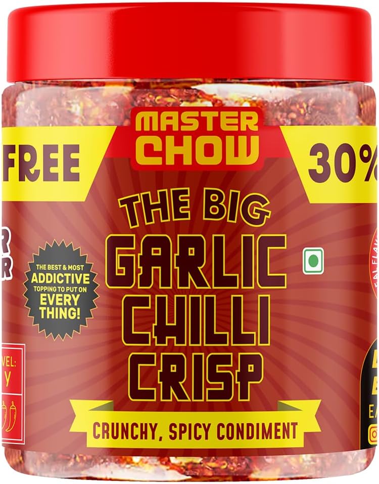 - Chilli Garlic Crisp (450gms) - 30% Extra | Made with Sichuan Peppercorns, Crunchy Garlic & Red Chillies