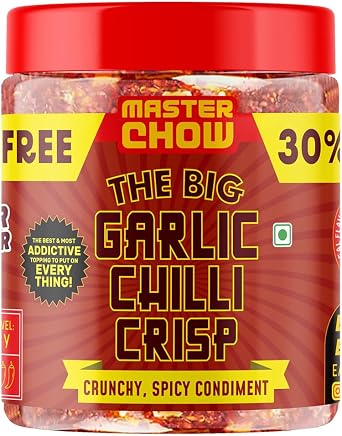 MasterChow Chilli Garlic Crisp 450gms - 33% Extra | Made with Sichuan Peppercorns, Crunchy Garlic & Red Chillies