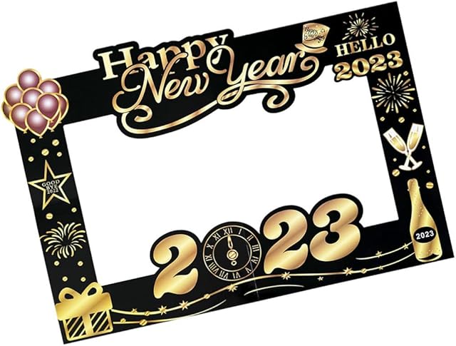 SOIMISS 2023 New Year Photo Booth Frame - Selfie Photo Booth Props Happy New Year Eva Photo Accessories Christmas Holiday Party Favor Decor Supplies