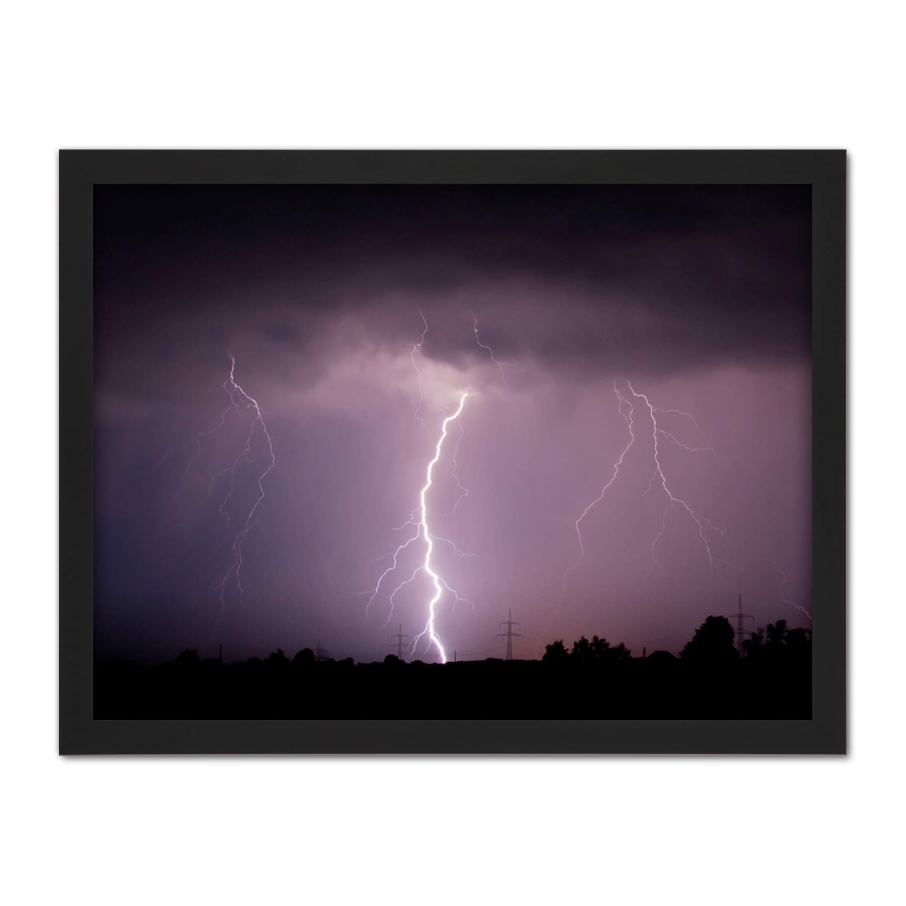 Krumbholz Thunderstorm Lightning Photo Artwork Framed Wall Art Print 18X24 Inch