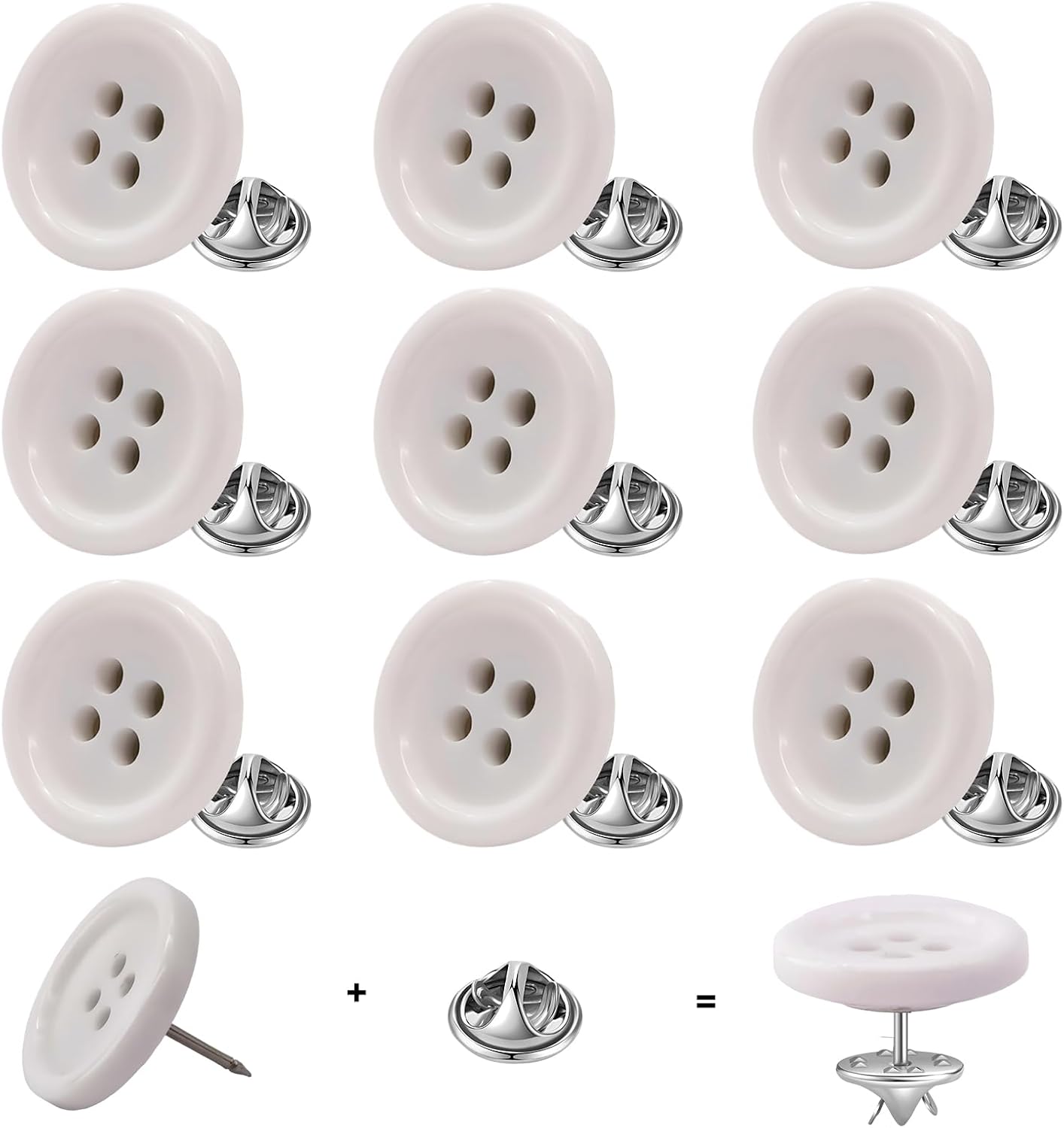 ZLMCUJE 10 Sets 20mm(4/5") 4-Hole Black Resin Button,No Sewing, No Tool,Reusable for Coats,Suits,Cardigans,DIY Crafts Decorations