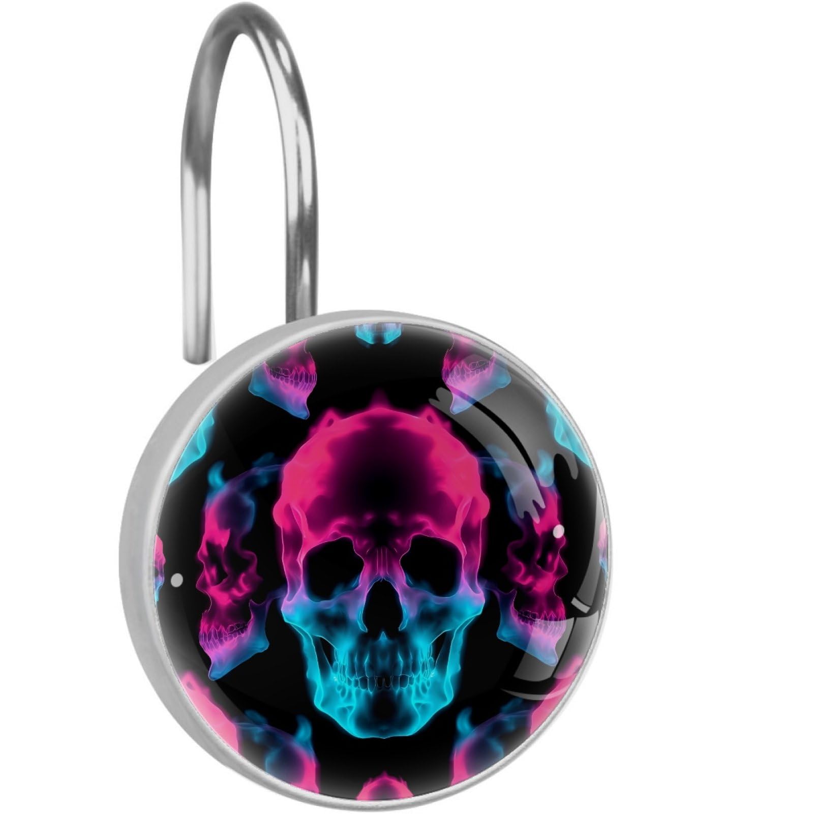VAPOKF Shower Curtain Hooks, 12PCS Neon Skull Shower Curtain Hook for Bathroom Decors Home Bedroom