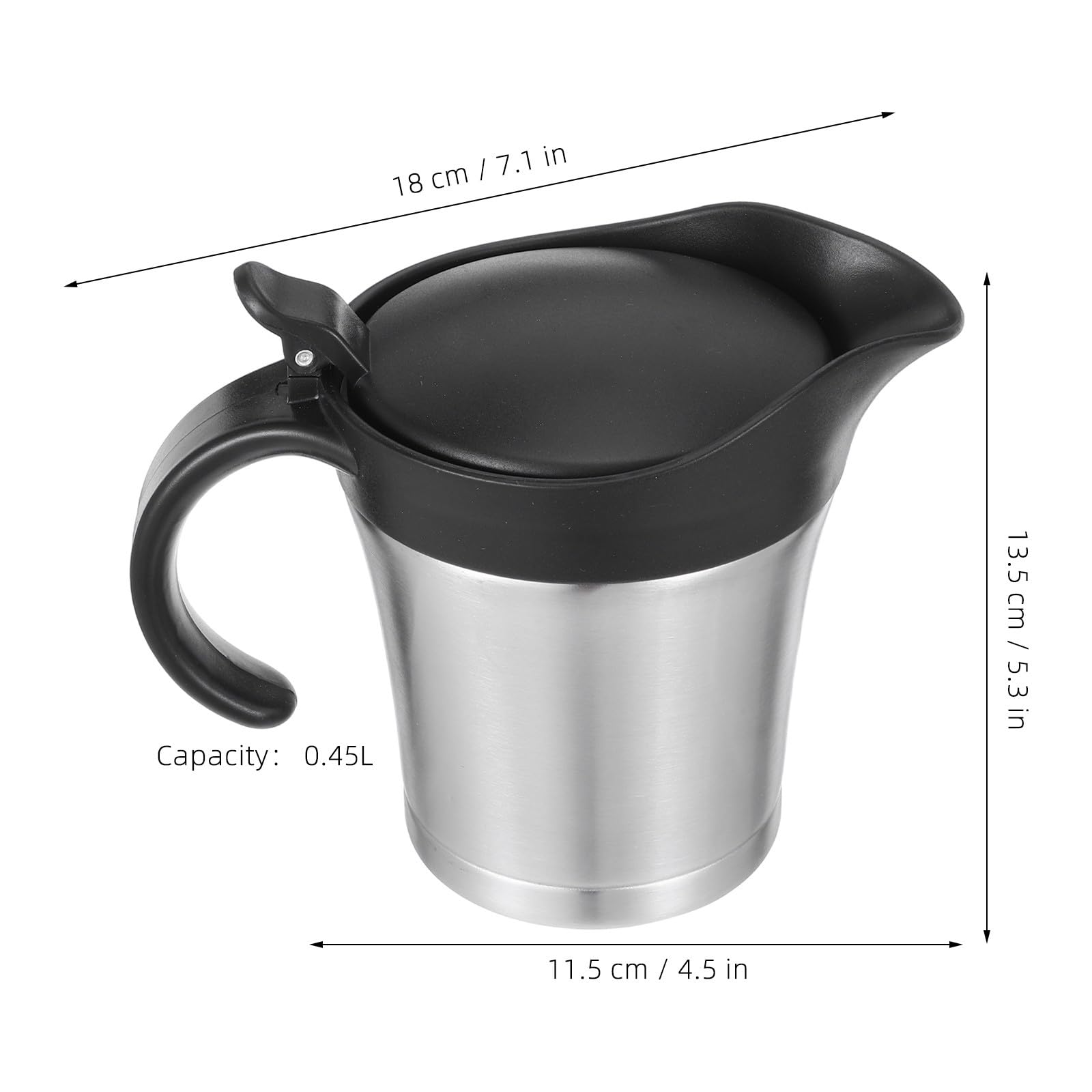 Gatuida Sauciere aus Edelstahl mit Klappdeckel, 450 ml
