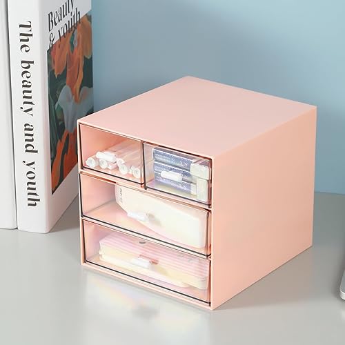 Miniatura 2 de Organizador de maquillaje con 4 cajones, organizador de escritorio, caja de almacenamiento de cosméticos para esmalte de uñas, lápiz labial,