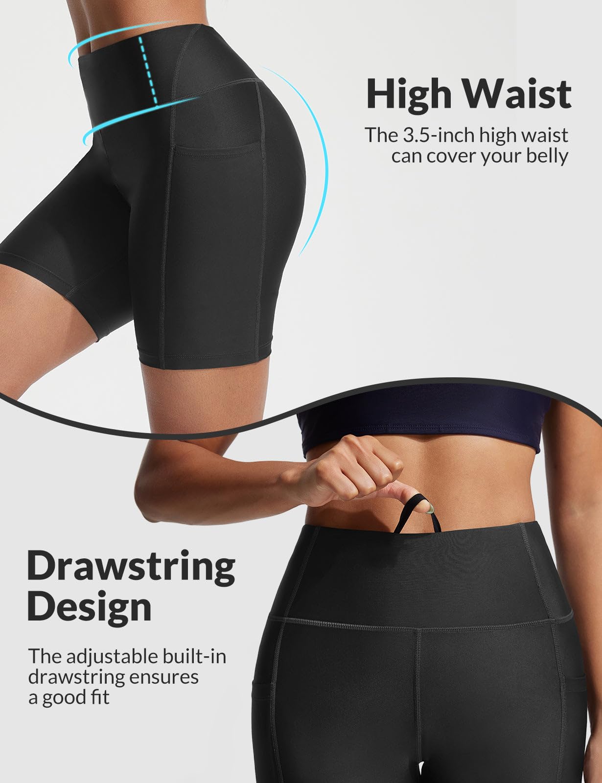 baleaf Bañador para mujer, cintura alta, control de abdomen, UPF50+