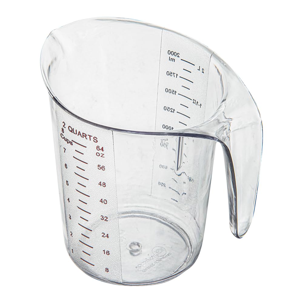 RW Base - Tarros medidores de 2 cuartos de galón, 10 vasos de medición duraderos, unidades métricas e imperiales, boquilla en forma de V, tazas medidoras de plástico transparente, mango con agarre