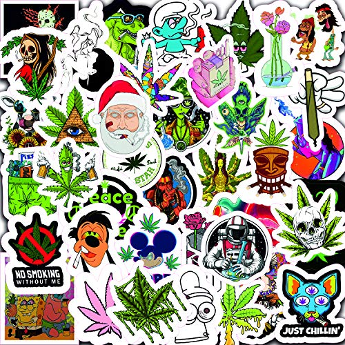 Pegatinas de 50 unidades – Supreme Stoner Sticker – Cool Hippie Skater Aleatorio Thrasher Calcomanías Dope 90s Stikers para casco – Pegatinas de graffiti 100% vinilo
