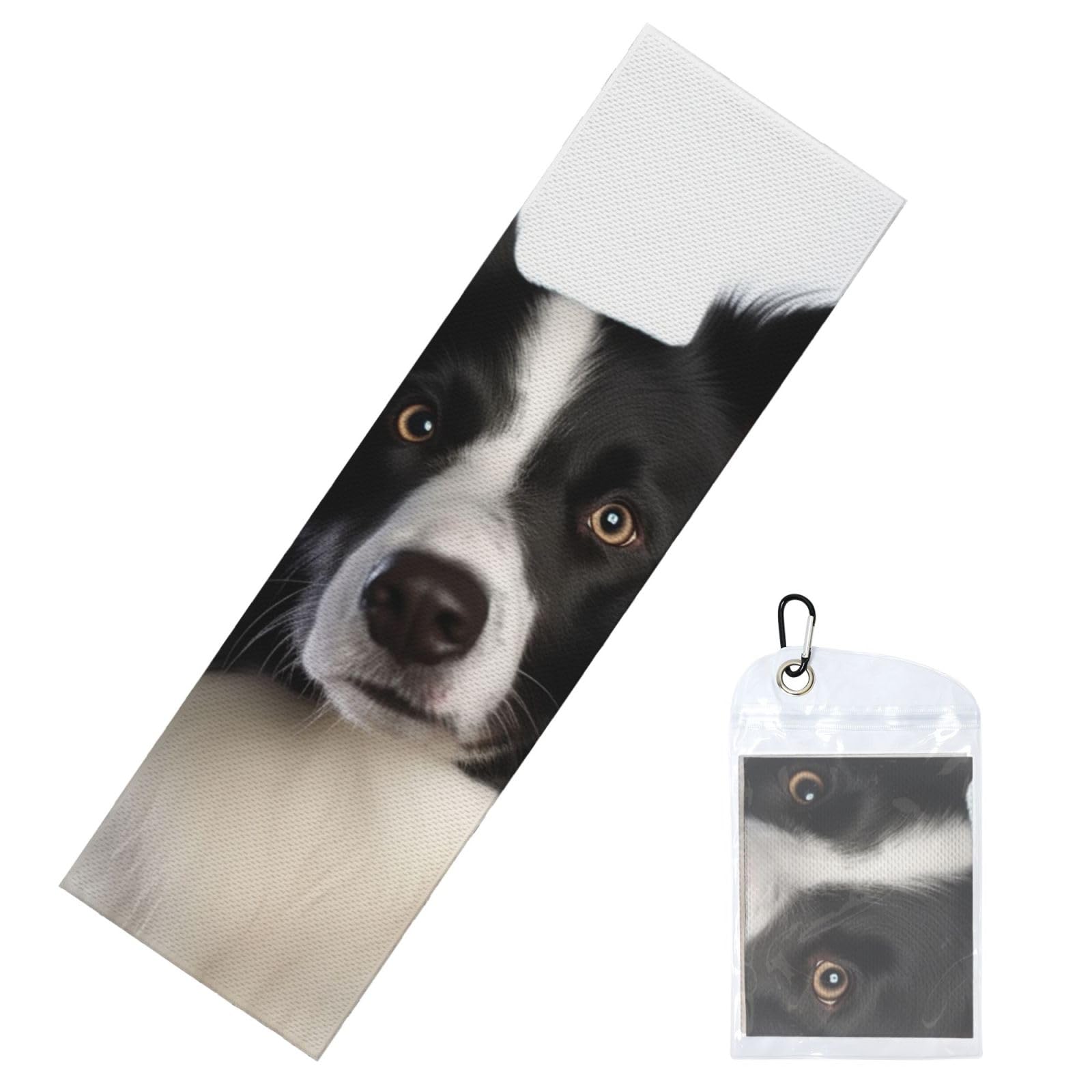 DWVTSLH Cooling Towel for Neck and Face, Border Collie Ice Towel for Hot Weather, Soft Microfiber Chilly Towels with Waterproof Bag & Carabiner, Breathable Workout Towels 40"x12"