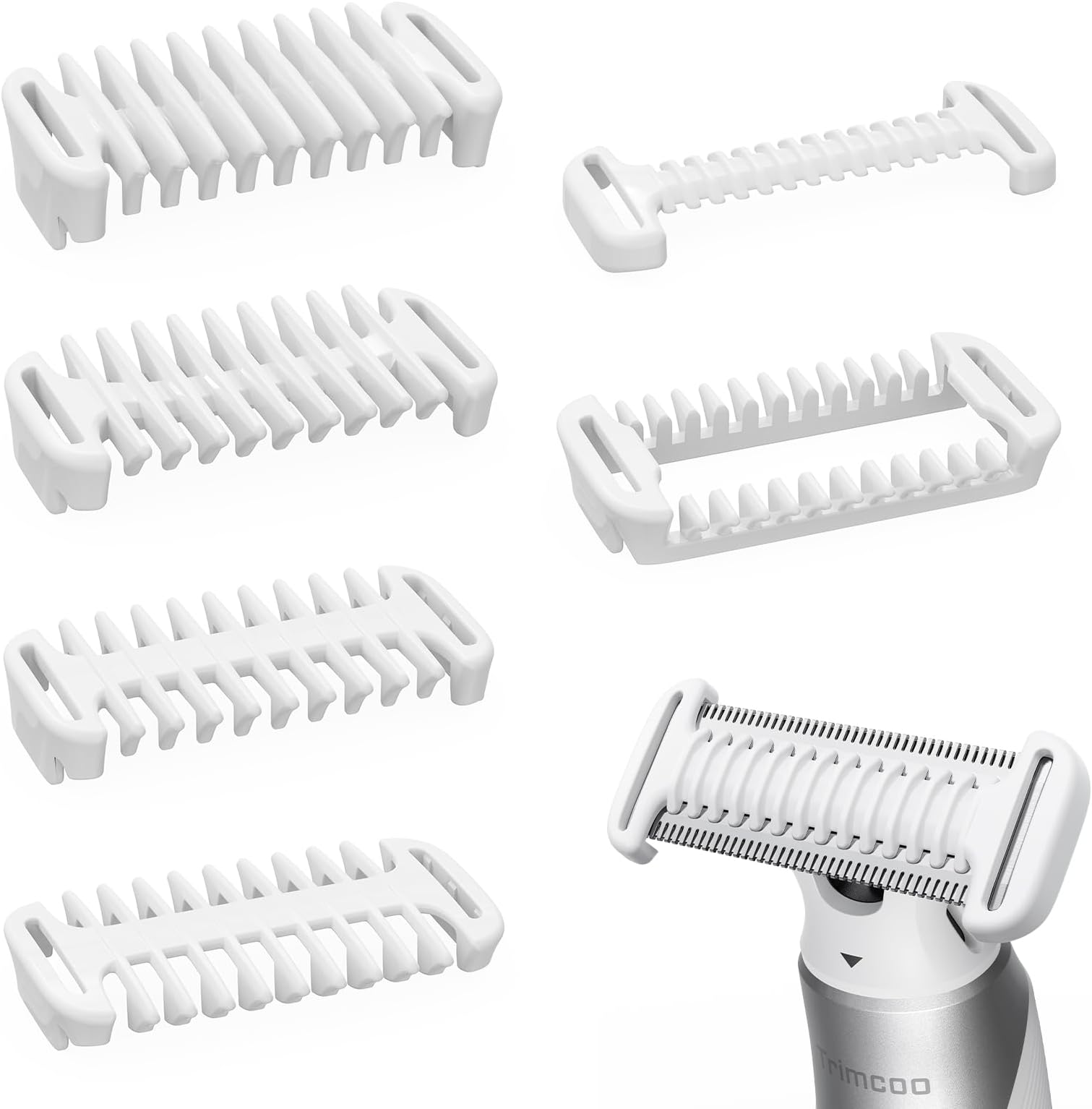 Trimmer Comb Set H1/H3 (S-130510) - 0mm Skin Guard, 3mm Body Comb, 1/2/3/5mm Locking Combs, Travel Case, Durable ABS Material - Ideal for Face, Body & Sensitive Areas, Convenient Storage