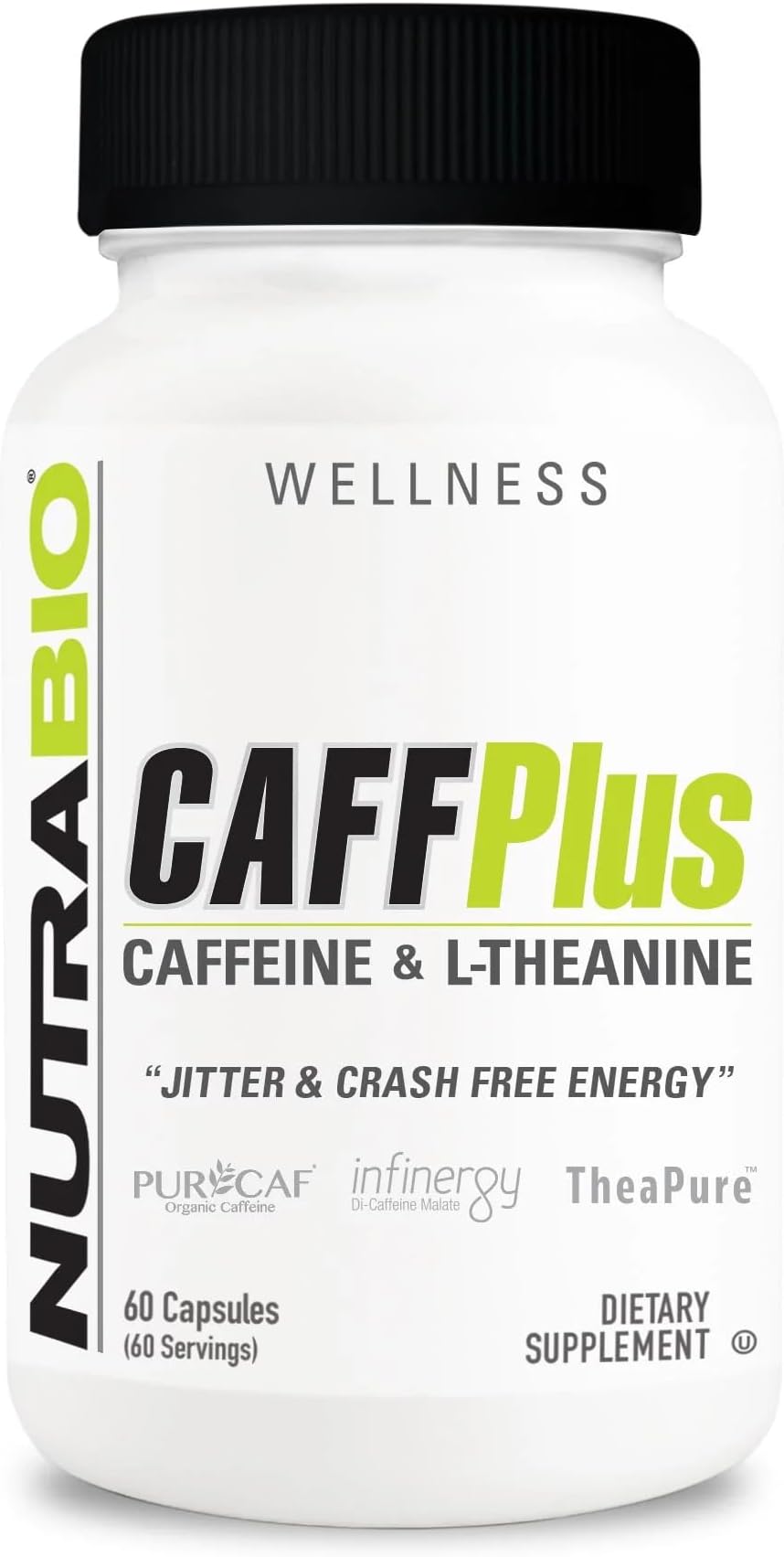 CaffPlus, Dual Source Caffeine with Theanine for Healthy Energy Boost - 60 Vegetable Capsules