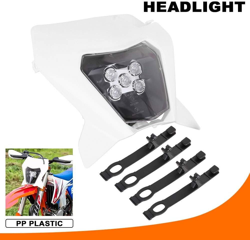 Black Friday - 80% OFF JFG RACING Dirt Bike Headlight,Universal Motorcycle Headlight LED Head Lamp Head Light for Enduro Dirt Pit Bike ATV Like SX SX-F EXC EXC-F YZ CRF DRZ (White)