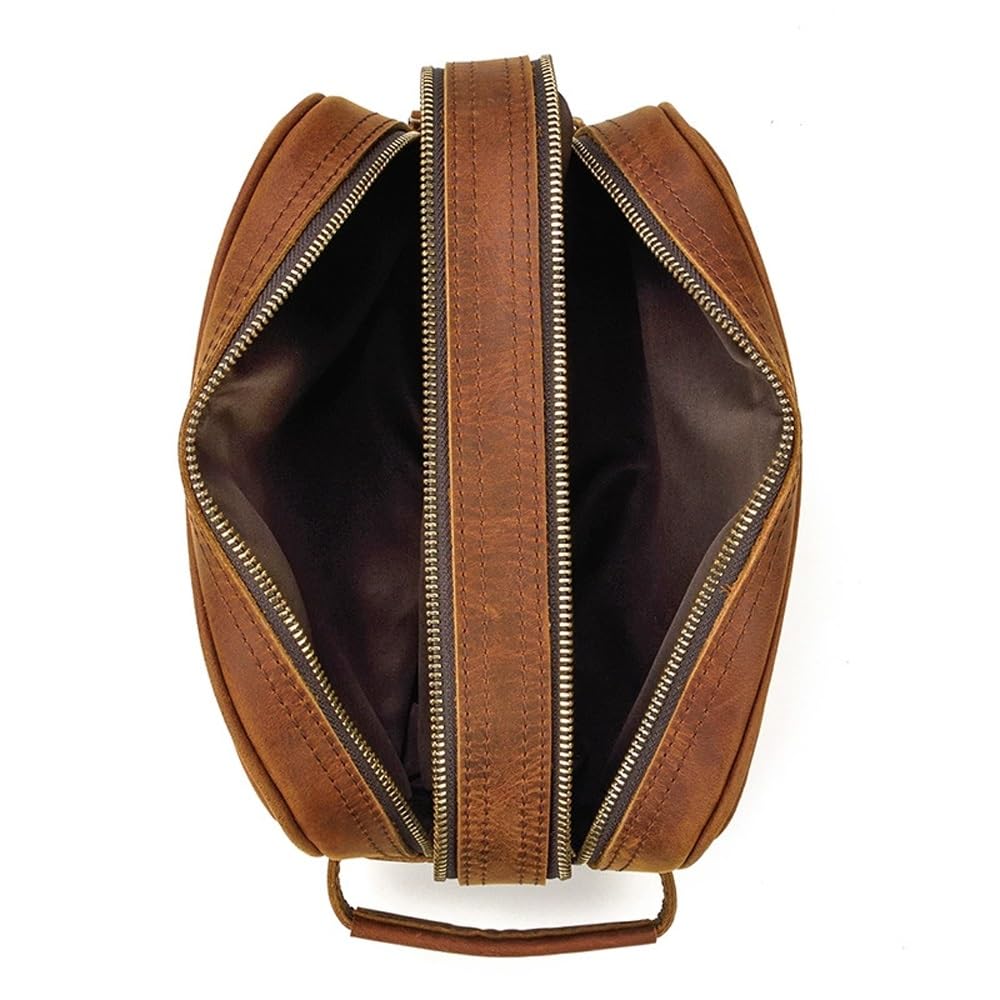Kulturbeutel, wasserdichter Reise-Kulturbeutel aus Leder, Organizer, perfekt for die Rasur, Pflege, Dopp-Kit und den Geschäftsurlaub im Haushalt, Kosmetiktasche mit tragbarem Griff ( Grey : A , Size :