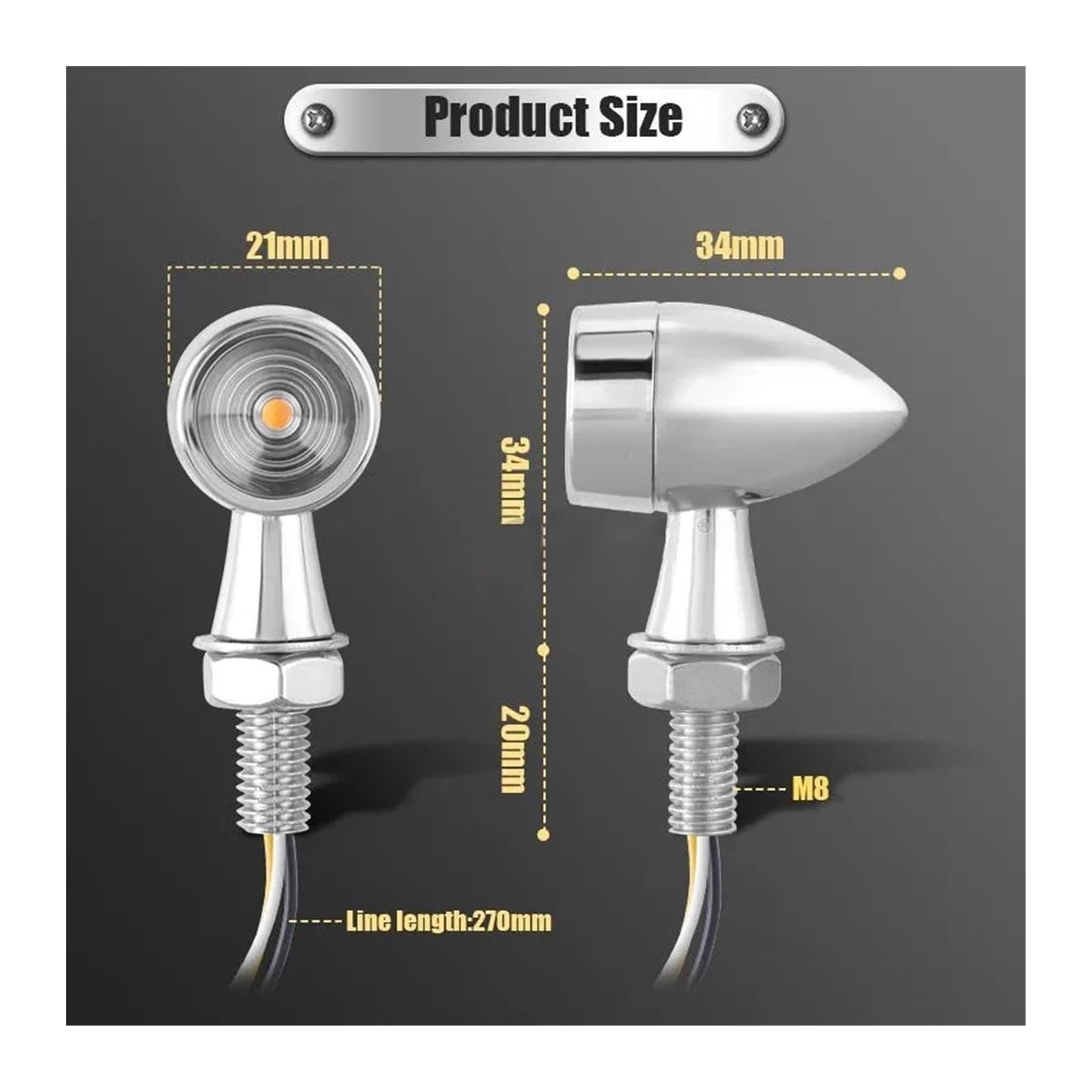 Indicatore di direzione a LED per moto cromato Indicatoris Motos