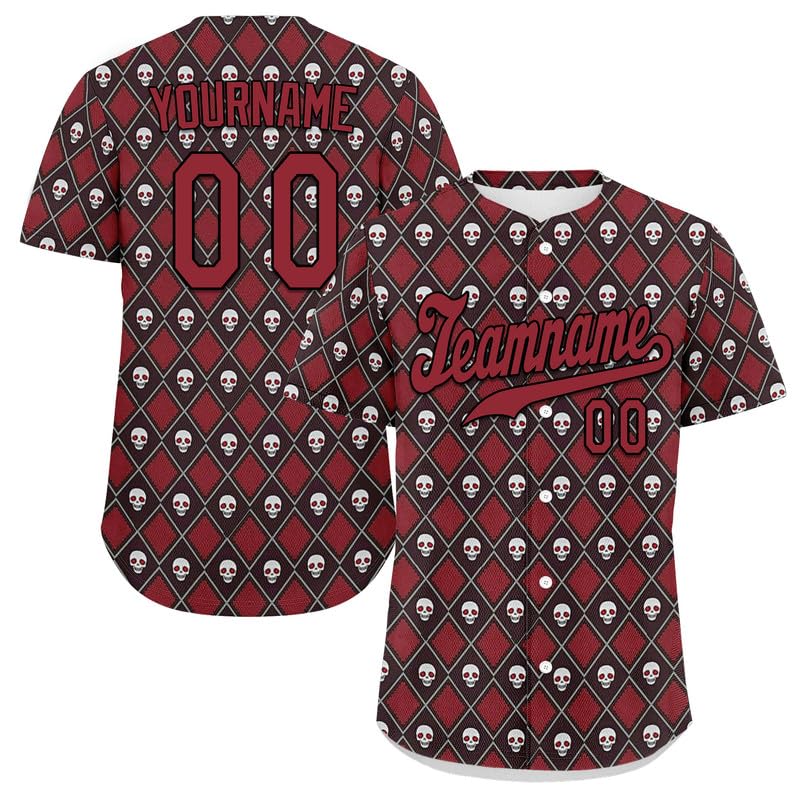 coolcustomize Custom Skull Baseball Jersey for Men Youth Team Gothic Sports Uniform Short Sleeve Softball Shirts with Name/Logo — image 1