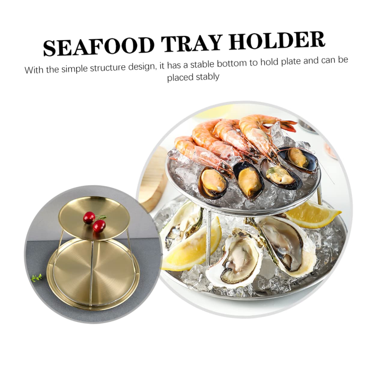TIDTALEO Supporto Per Vassoio Di Frutti Di Mare in Acciaio Inossidabile a Doppio Livello Portapiatti Per Grigliate E Buffet in Ristoranti Di Pesce E Bar Dimensioni 10.6X7.9X7.5 Pollici