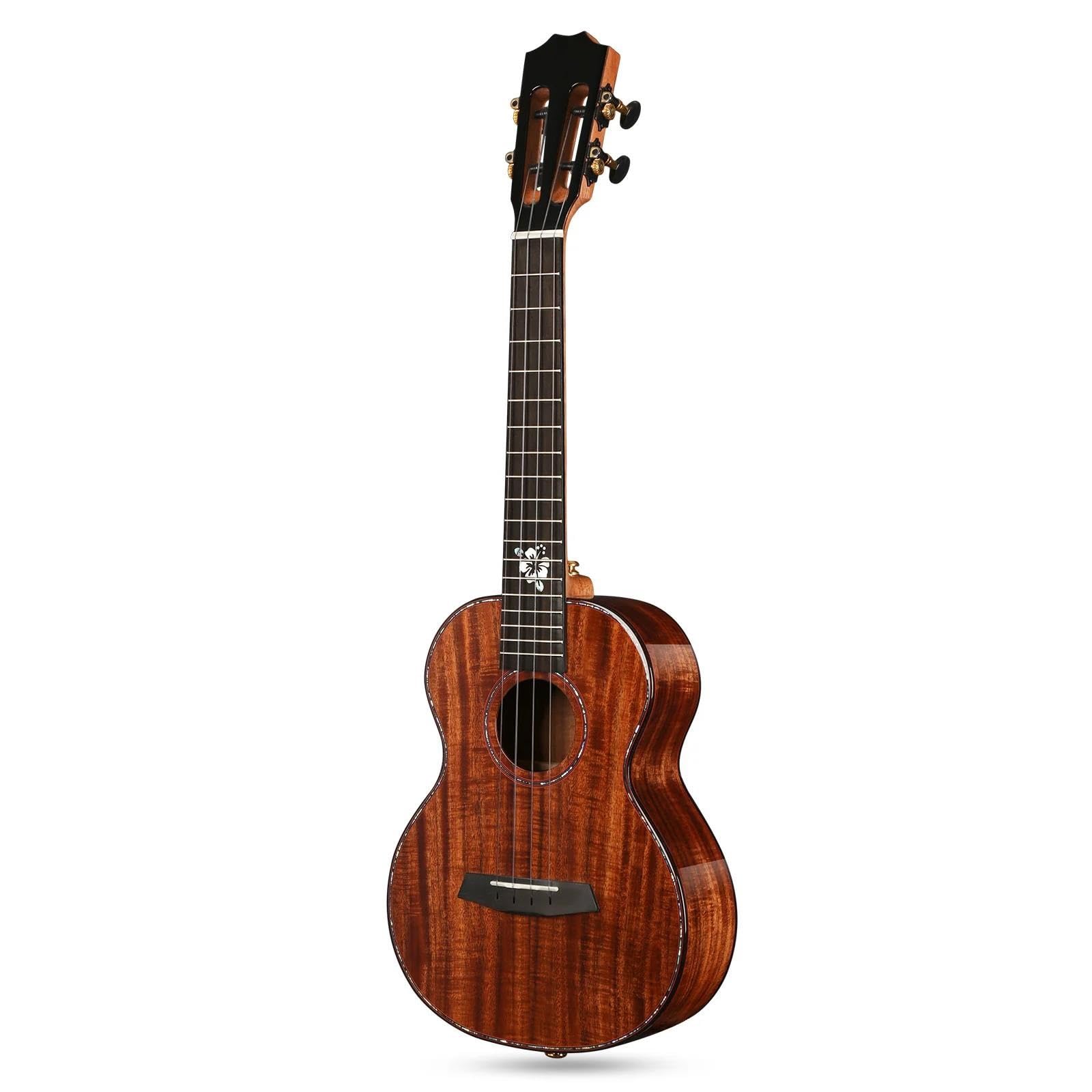 ukulele erwachsene Ukulele-Konzert-Tenor Ganz Massiv Glänzend Hawaii Für Professionelle Spieler Mit Tonabnehmer Premium-Gigbag Gurt(Ukulele,26)