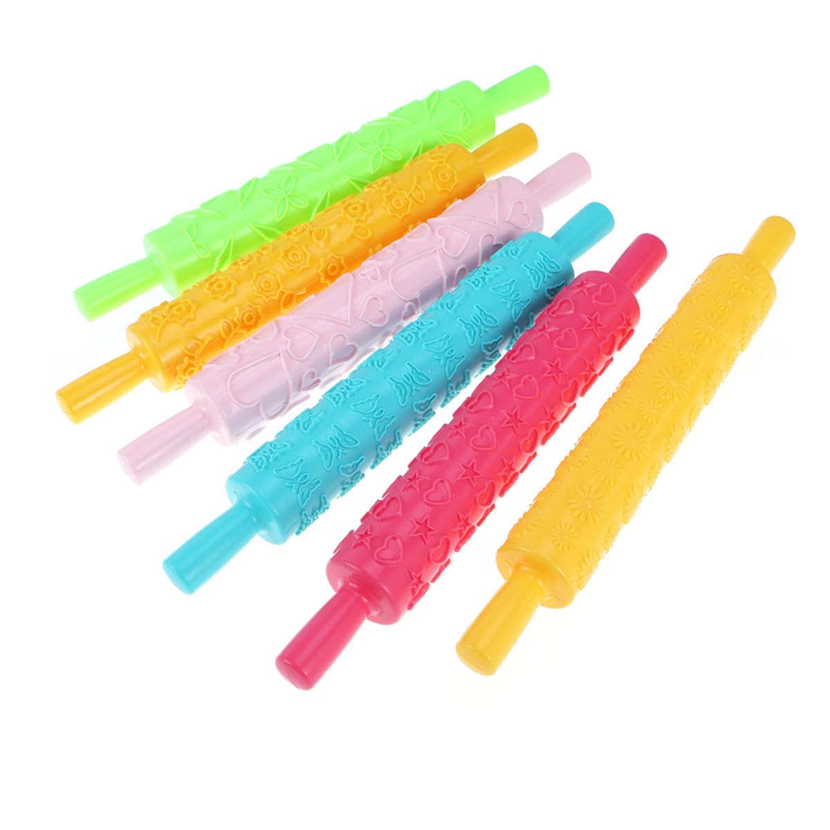 Artibetter 8 Rouleaux à Pâtisserie en Plastique Alimentaire à Motifs Aléatoires, Moule à Rouleaux pour Décoration de Gâteaux, Outils pour Pâte Roulée, Accessoires Pâtisserie Maison