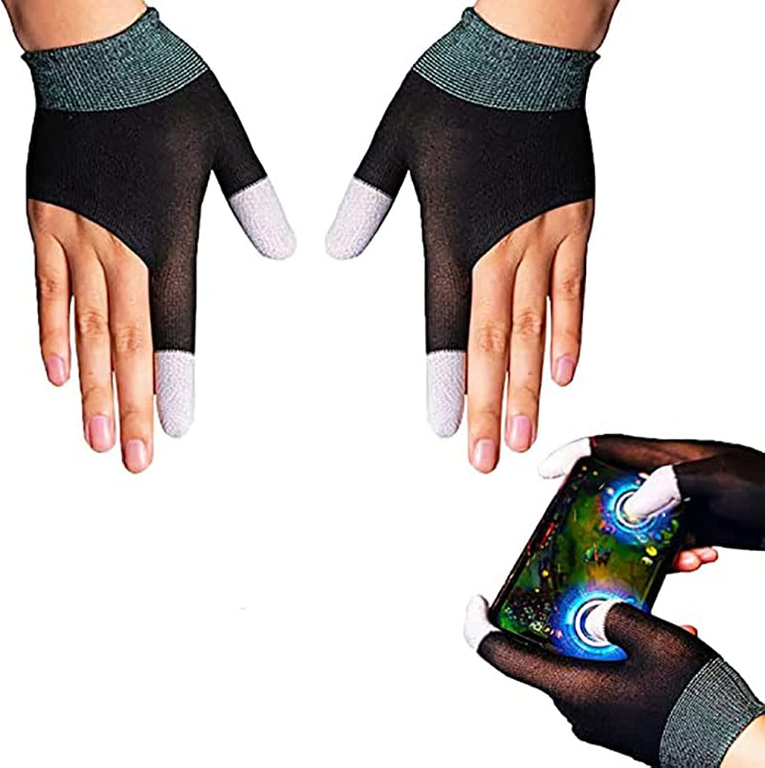 SYDA Finger Cover Breathable Game Controller Finger Sleeve, The latest silver fiber G1 material For Pubg Sweat Proof Touch Screen Gaming Thumb Gloves For All Mobile（One pair）