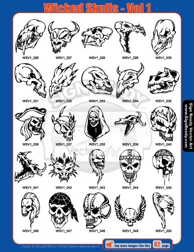 Skulls Clipart-Vinyl Cutter Plotter Clip Art Images-Sign Design Vector Art Graphics CD-ROM (Volumes