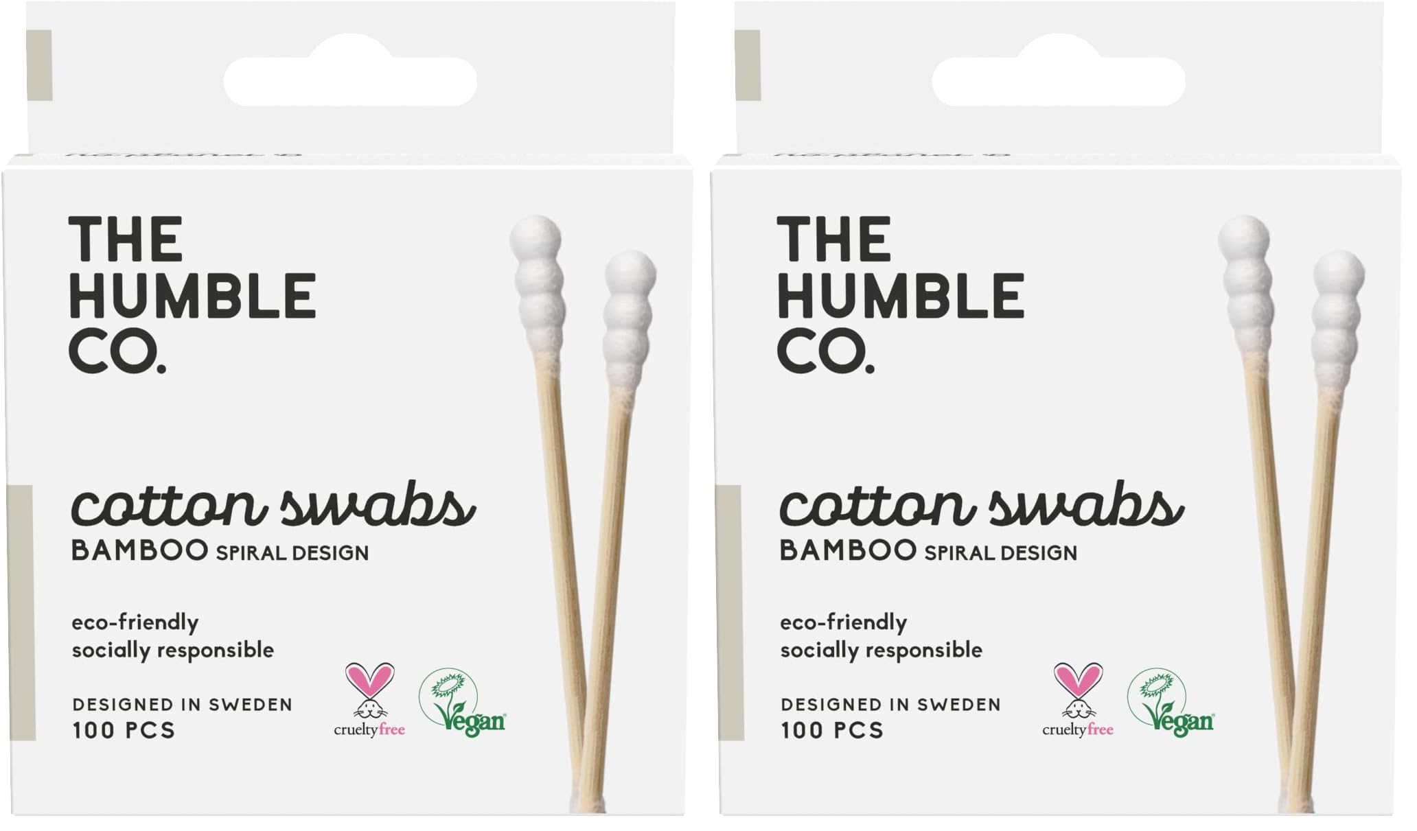 Humble Brush Bamboo Cotton Swabs Spiral White-Spiral Kulak Çubuğu Beyaz 2li paket