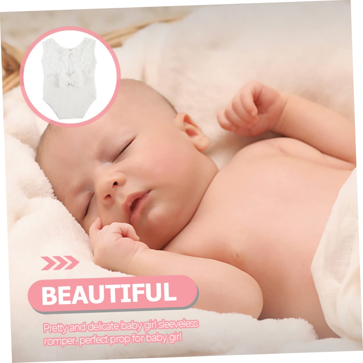 TOYANDONA 5piezas Ropa De Fotografía para Bebés Recién Nacidos Mono De Encaje Sin Mangas Lazo Accesorios para Sesiones De Fotos De Niñas Diseño Delicado y Confortable para Shower