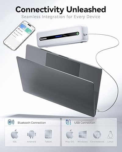 Vista 43 de Phomemo Impresoras portátiles inalámbricas para viajes, impresora térmica sin tinta Bluetooth M832, compatible con letras estadounidenses de 8.5 x