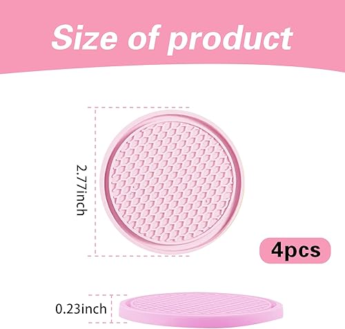 Miniatura 2 de ijuicy 4 posavasos para automóvil, posavasos antideslizantes de 2.75 pulgadas, posavasos de silicona para automóvil, tapetes impermeables con forma