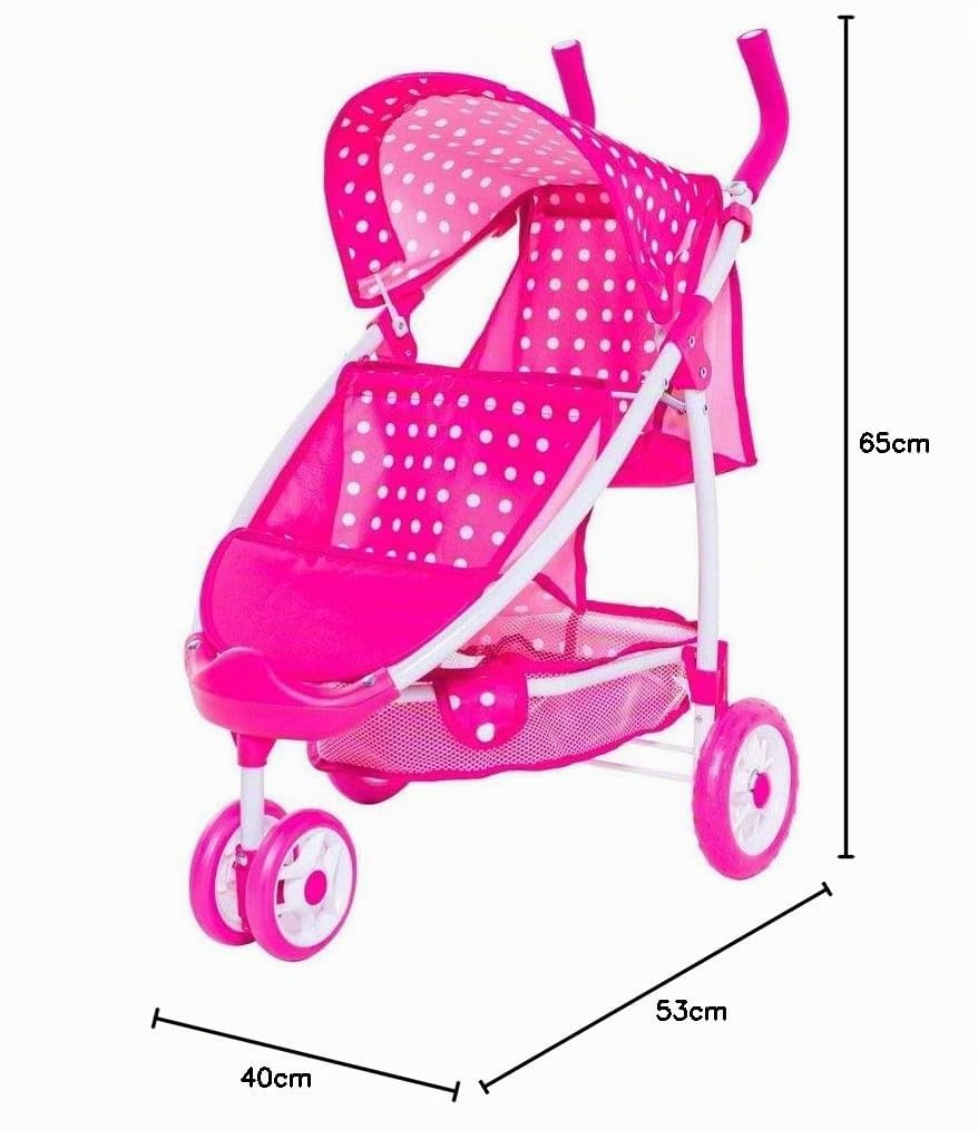Roma Dotty Tandem Poussette Double pour poupées Rose à Pois