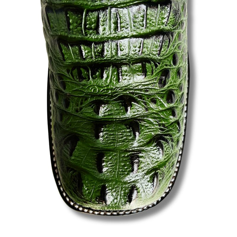 Image of Men's Alex Exotic Caiman Python Western Cowboy Boots Square Toe Pull On Tall Shaft bota de vaquero para hombre