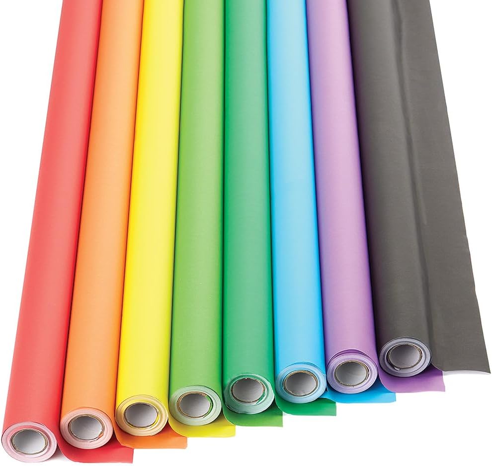 Baker Ross FE437 Super Poster Display Rolls Value Pack - Pack of 8 Rolls, School Supplies, Classroom Display Paper, Backing Paper