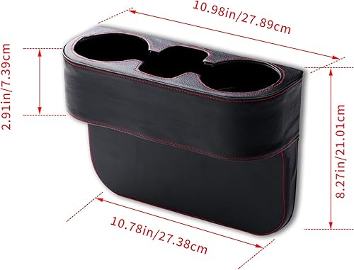 Miniatura 3 de Soporte para tazas de automóvil, organizador de bebidas interior para asiento delantero automático, portavasos multifuncionales con funda de piel