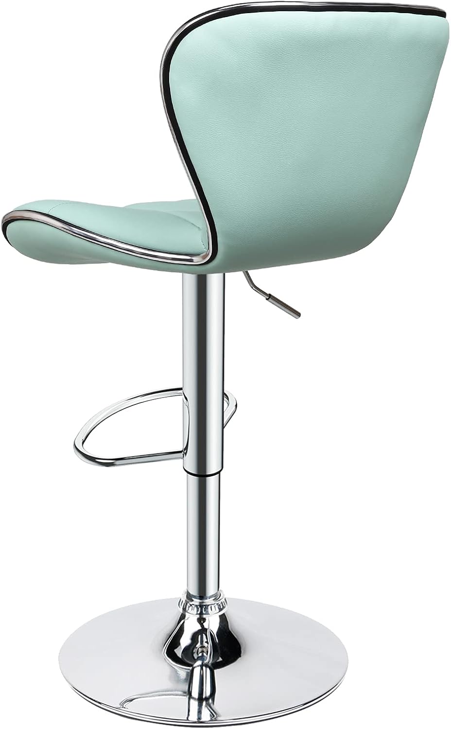 Leopard Shell Back Adjustable Swivel Bar Stools, PU Leather Padded with Back, Set of 2 (Mint Green)