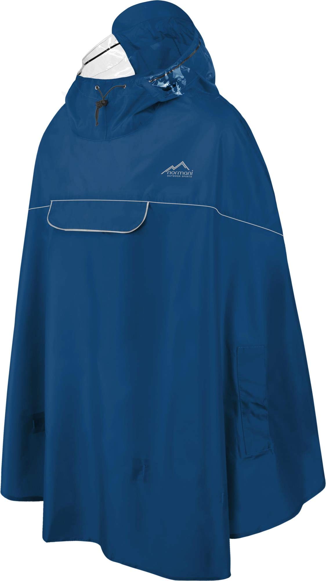 normani Wasserdichter Fahrrad-Regenponcho Regencape für Damen und Herren - Kapuze mit Sichtfenster - Wassersäule: 12.000 mm - 3M™ Scotchlite™ Reflektor und YKK-Reißverschluss