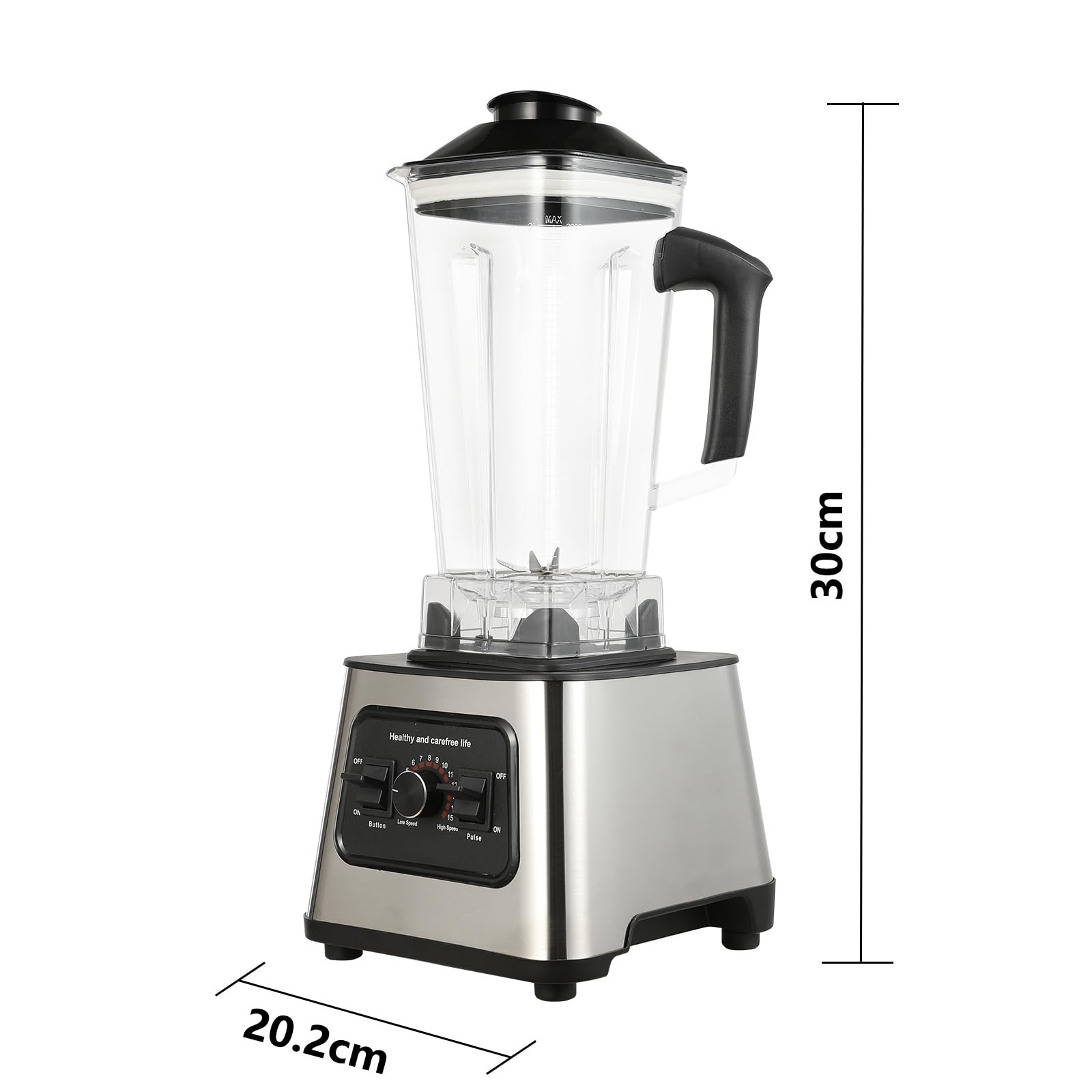6000W 2-In-1 Blender Multifunzione, 2L+0,5L Blender Smoothie Professionale, Ergonomico, 2700RPM, 8 Lame in Acciaio Inox, 9 Impostazioni di Velocità, per Smoothie, Frullati, Alimenti, Ghiaccio Tritato