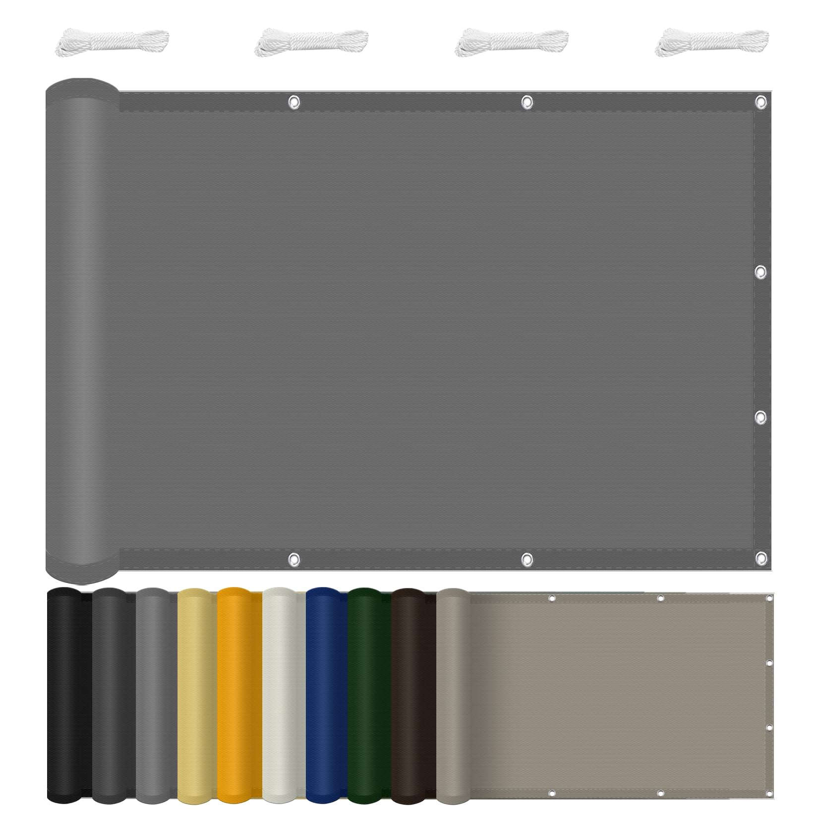 Filet de protection solaire anti vis-à-vis gris pour terrasse et brise-vue balcon