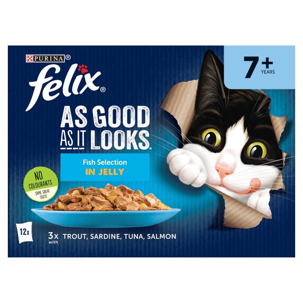 FELIX As Good As it Looks Senior 7+ Fish in Jelly Wet Cat Food 12x85g