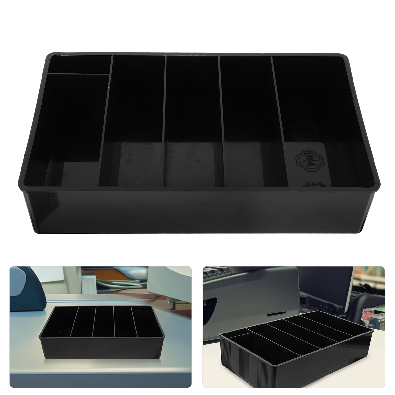 Cassetta Portamonete Verticale con Scomparti Neri Organizer Portatile per Soldi e Cellulare Scatola per Registratore di Cassa per Uffici Scuole e Negozi