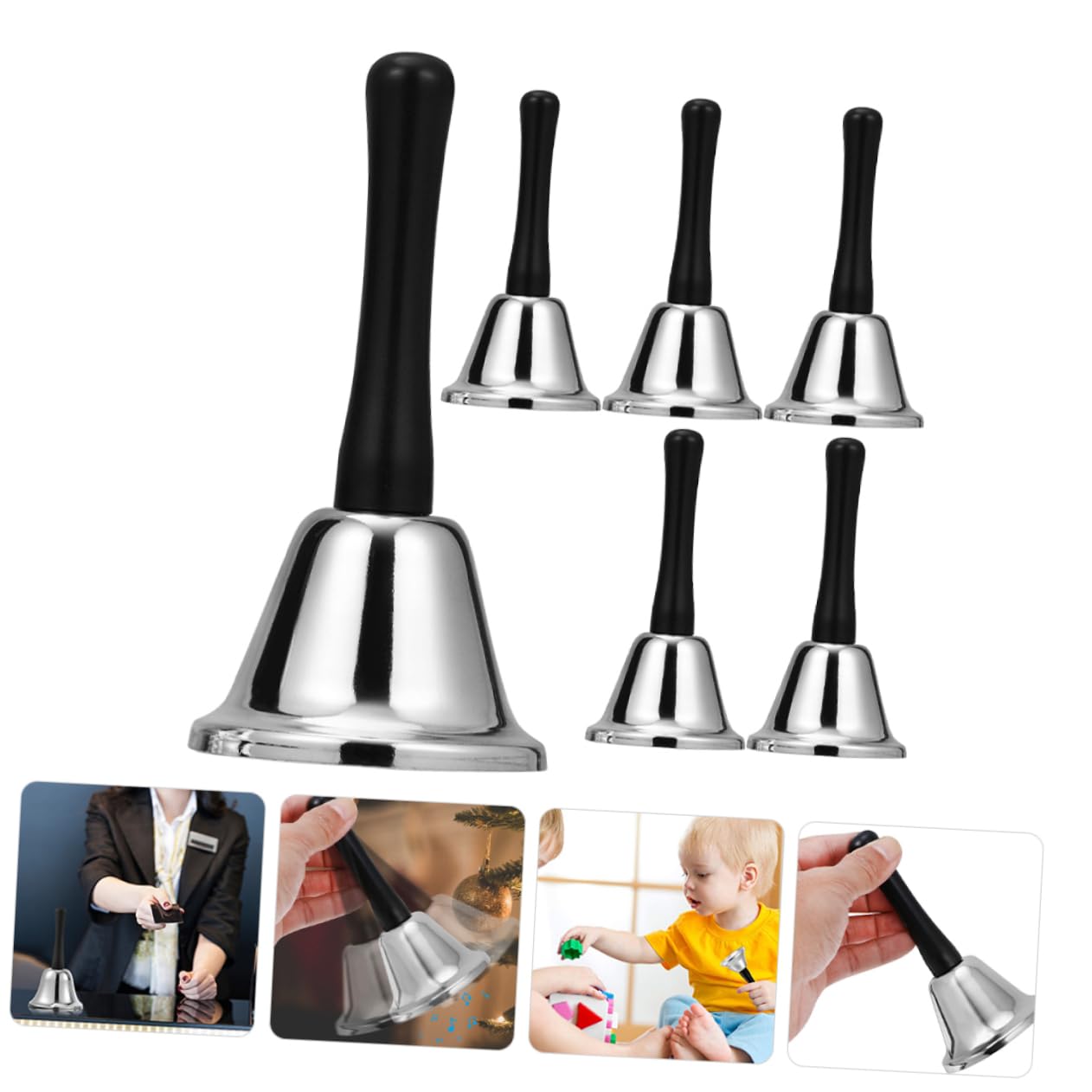 TOYANDONA 6pezzi Campane Natalizie in Metallo Campanelli da Tavolo Portatili Decorazioni per Feste e Natale Campanelle di Chiamata per Ristoranti e Bar