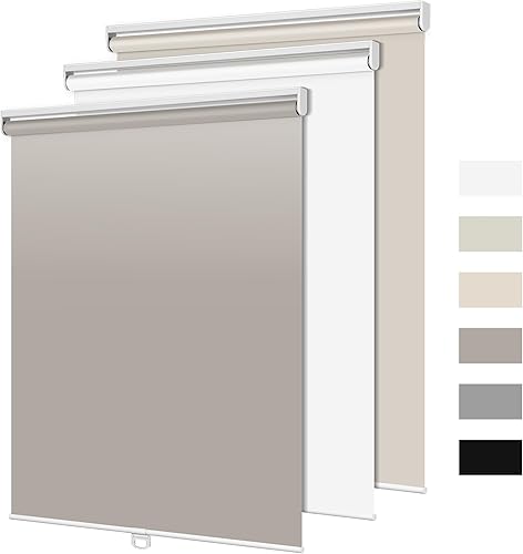 Miniatura 1 de BERISSA Persianas enrollables opacas para ventanas, sin cordón, de tela con aislamiento térmico, oscurecimiento de la habitación, protección UV,