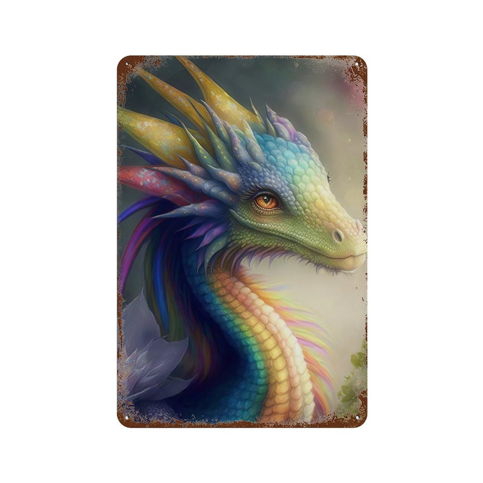 Garage Style The Dragon Xiandu Distressed Metal Wall Sign 11.8"x7.9", Shabby Chic Decor for Bar And Workshop